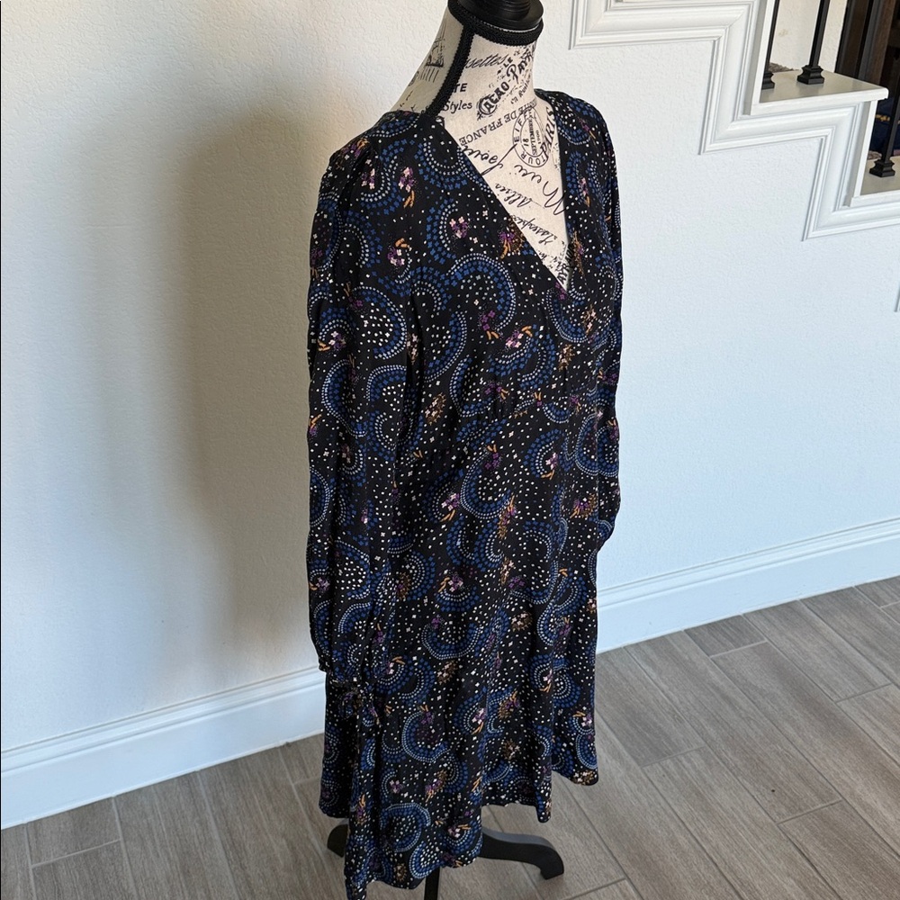 Maeve Black and Blue Patterned Blouse